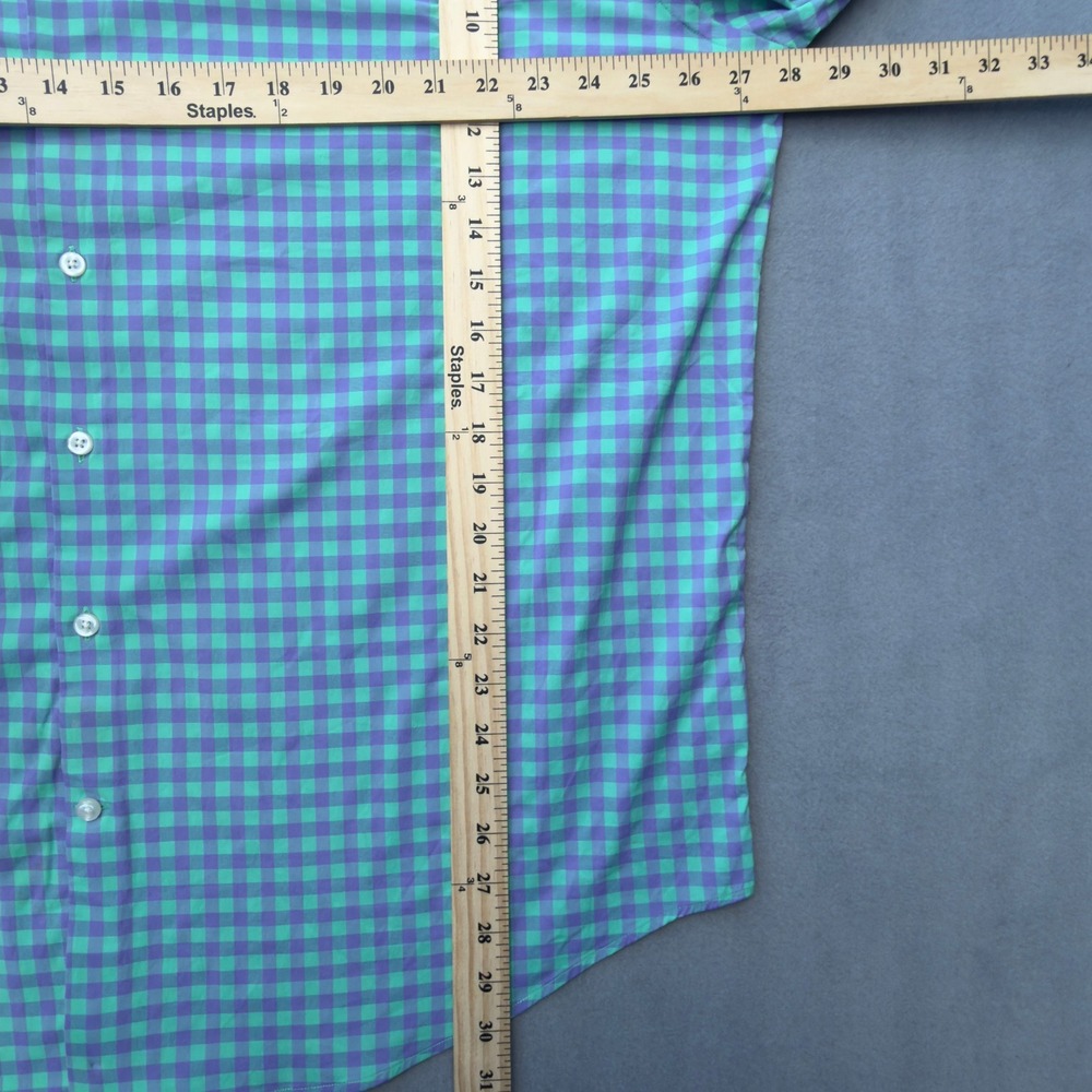 Peter Millar XXL Mens Green Purple Gingham Wicking Long Sleeve Button Down Shirt - Picture 5 of 6